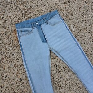 MNML Jeans Mens 31 Blue Selvedge Contrast Seam Inside Out Streetwear Denim 32x32